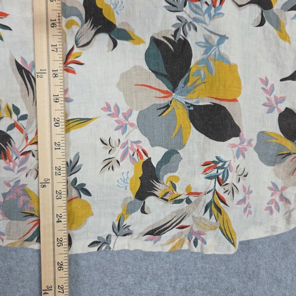 Cynthia Rowley Womens 2X Cream Color Tropical Floral 100% Linen Top - Picture 7 of 8